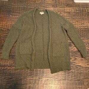 Green Chunky Sweater Cardigan